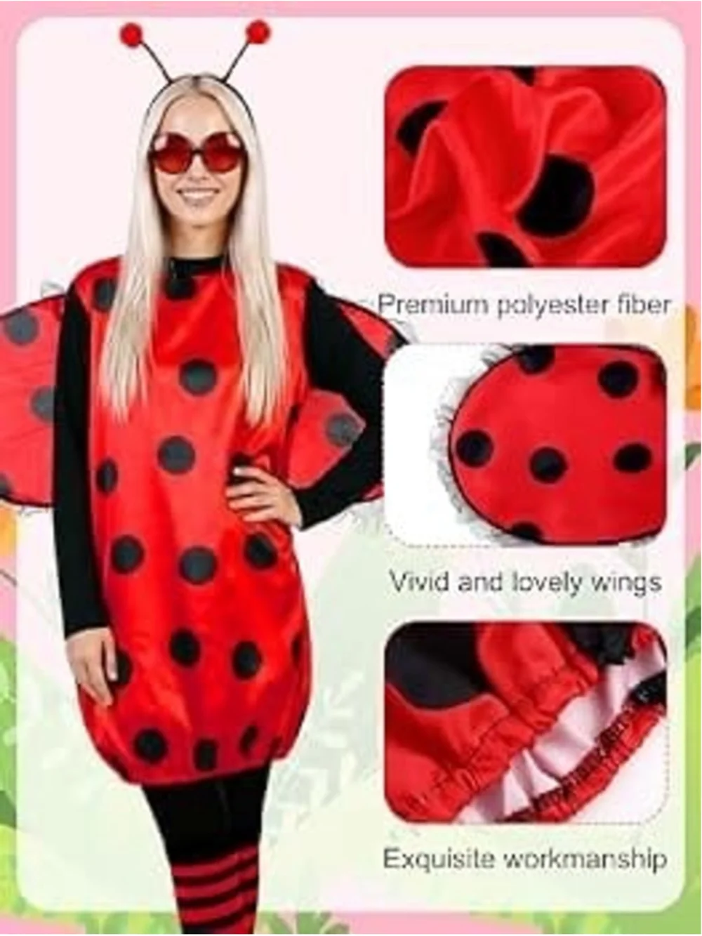 New 5 Piece Lady Bug Adult Costume